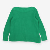 Green Cotton Blend Boat Neck Knitted Sweater