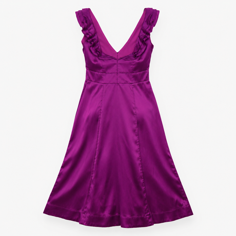 Purple Silk Blend Maxi Dress with Ruched Bust Deta
