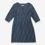 Floral Corduroy Shirt Dress Grandad Collared Butto