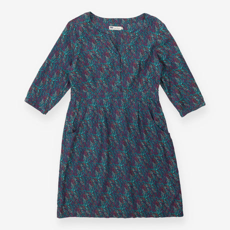 Floral Corduroy Shirt Dress Grandad Collared Butto