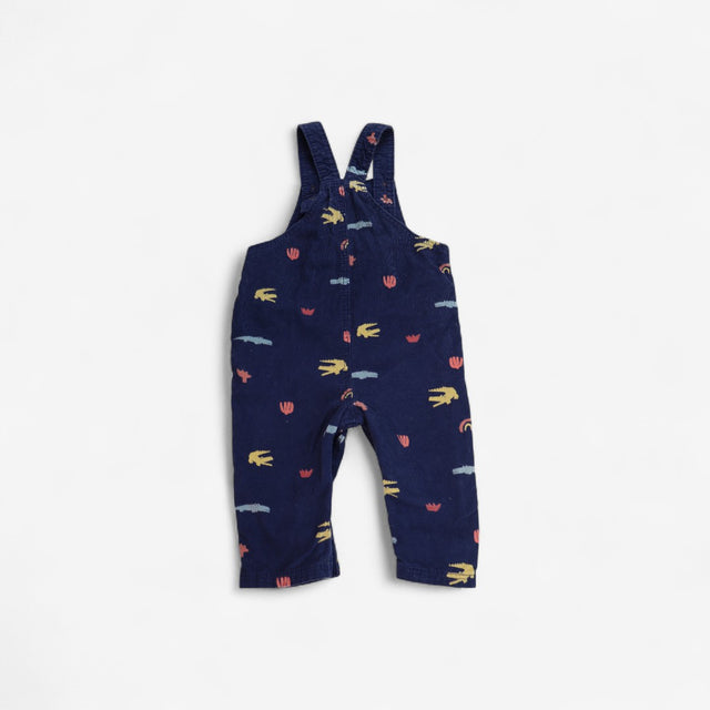 Dungarees Navy Cord with Crocs and Rainbows