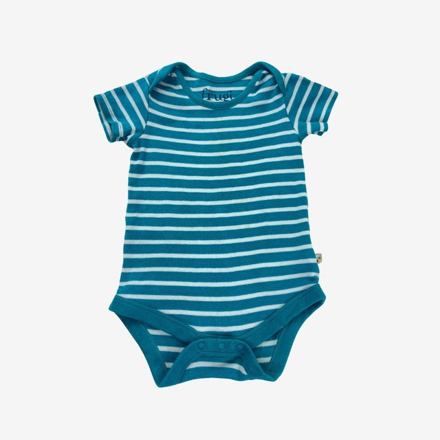 Frugi striped teal bodysuit vest 