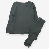 Outfit green rib LS tee leggings 2pc