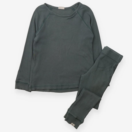 Outfit green rib LS tee leggings 2pc