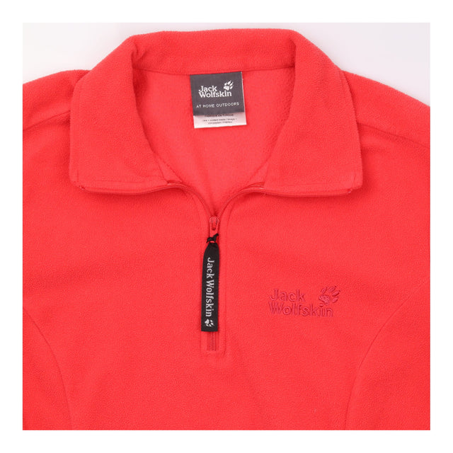 Fleece Red Half Zip Long Sleeve Mock Neck