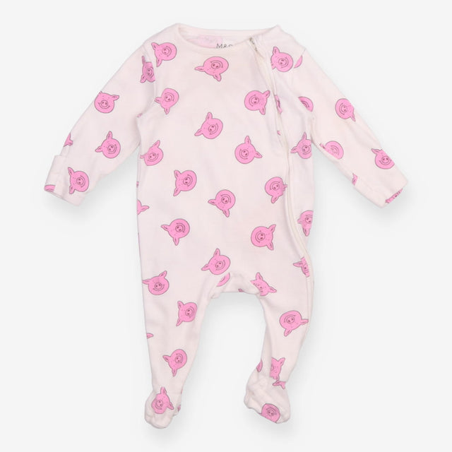 Sleepsuit Zip White with Percy Pig Print