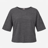 Charcoal Grey Wavy Textured Rib Long Sleeve Jumper