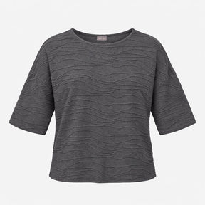 Charcoal Grey Wavy Textured Rib Long Sleeve Jumper