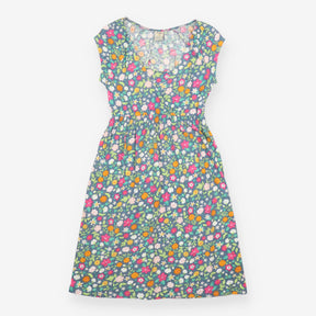 Teal Blue Tropical Hibiscus Floral Nursing Midi Dr