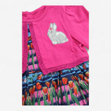 Dress pink and blue rabbit meadow