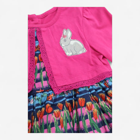 Dress pink and blue rabbit meadow