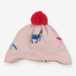 Winter hat pink bobble with unicorns print 