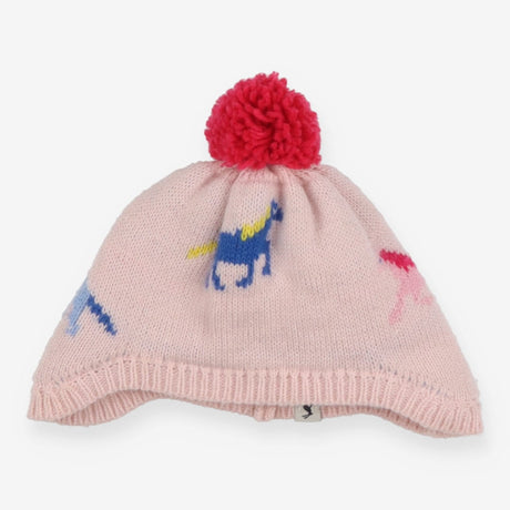 Winter hat pink bobble with unicorns print 
