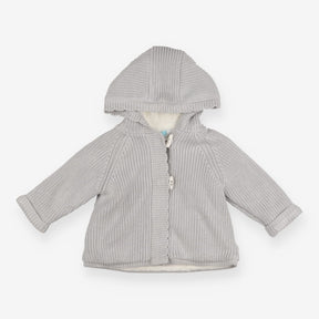 Hooded Cardigan Silver Sparkle Cream Fleece Lined