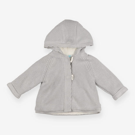 Hooded Cardigan Silver Sparkle Cream Fleece Lined