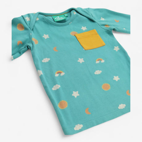 T-Shirt Green Long Sleeve with Rainbows and Stars