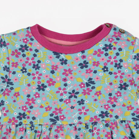 Blue Flowers Dress Purple Lining 