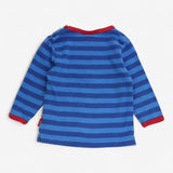 T-Shirt Long Sleeve Blue Stripe with Applique Dino