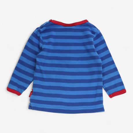T-Shirt Long Sleeve Blue Stripe with Applique Dino