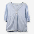 Tunic Blue Stripe Seersucker Embroidered Sleeves M