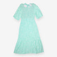 Midi Dress Smocked Puff Sleeve Mint Green Printed