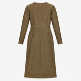 Midi Dress Gold Metallic Ruched Long Sleeve Bodyco