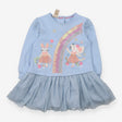 Dress long sleeve blue rabbit and mouse 