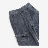 Navy Velour Ribbed Cargo Trouser