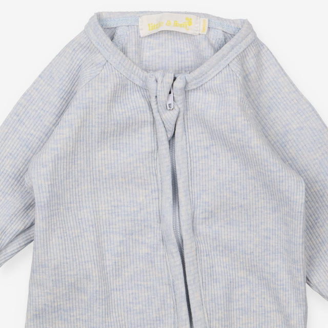 Little & Fern blue ribbed bodysuit