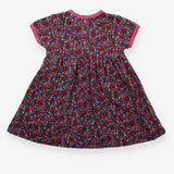 Dress SS jersey pink red floral pink edging pocket