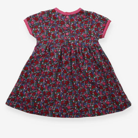 Dress SS jersey pink red floral pink edging pocket