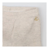 Cream Ribbed Leggings Frill Detail