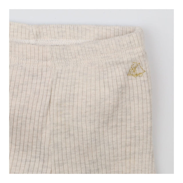 Cream Ribbed Leggings Frill Detail