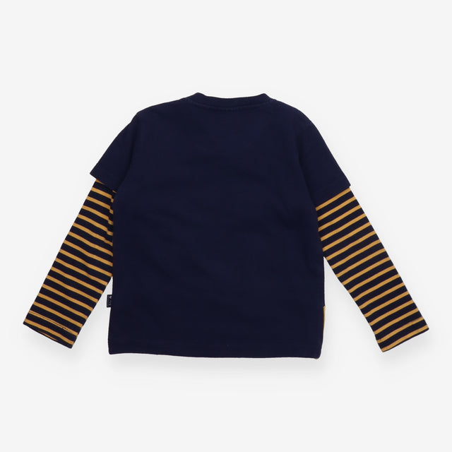 T-Shirt Long Sleeve Navy Stripe Animal Letters