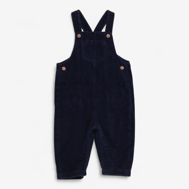 Dungarees Navy Velour with Brown Buttons