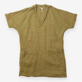 Tunic Dress Khaki Green V Neck Short Sleeve Front 