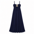 Maxi Dress Navy Blue Embellished Ruched Strappy