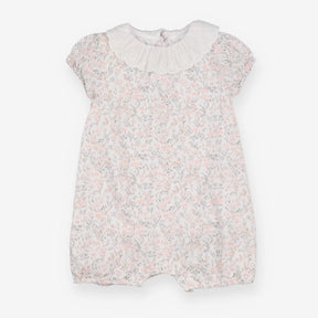 Romper White with Frill Collar And Flowers