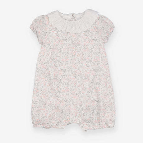 Romper White with Frill Collar And Flowers