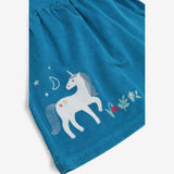 Dress blue corduroy pinafore unicorn