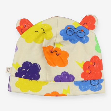 Baby hat cream with weather clouds