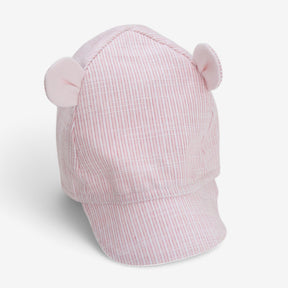 Pink stripe cap with ears 
