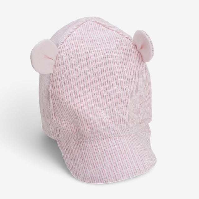 Pink stripe cap with ears 