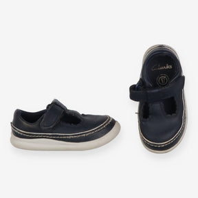 Navy Leather T-bar Shoes