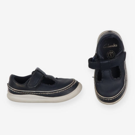Navy Leather T-bar Shoes
