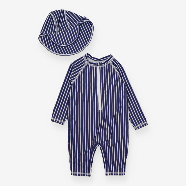 Sunsuit and Hat Navy Stripe