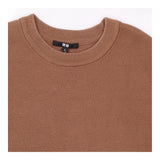 Brown Cropped Short Sleeve Sweater Relaxed Fit