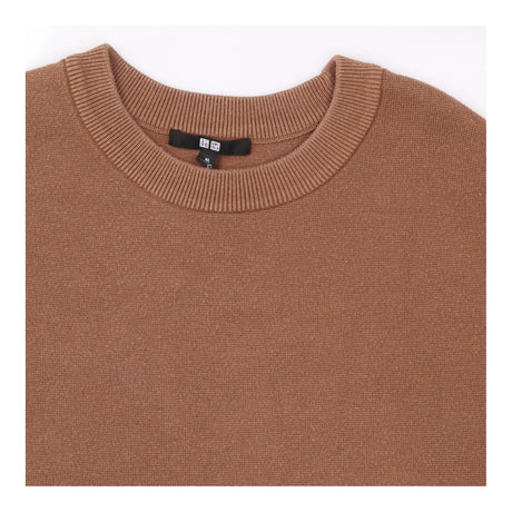 Brown Cropped Short Sleeve Sweater Relaxed Fit