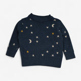 Sweater grey blue stars and moon & hat 