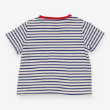T-shirt short sleeve white and blue striped red po